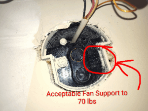 Typical ceiling fan installation with remote control